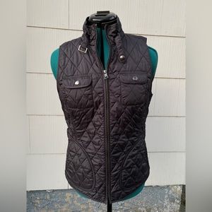 Banana Republic Navy Quilted Fitted Zip Up Puffer Vest